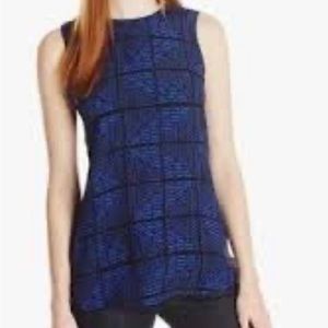 Lucky brand sleeveless top geometry print blue